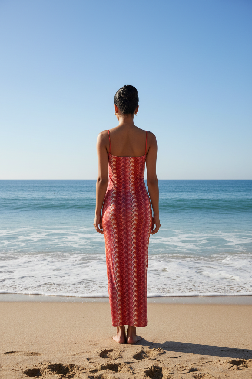 Macie Zig Zag Dress in CORAL