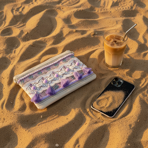 Beaded Clutch in LILAC